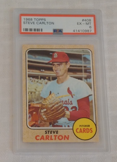 Vintage 1968 Topps Baseball Card #408 Steve Carlton Cardinals HOF PSA GRADED 6 EX-MT Phillies