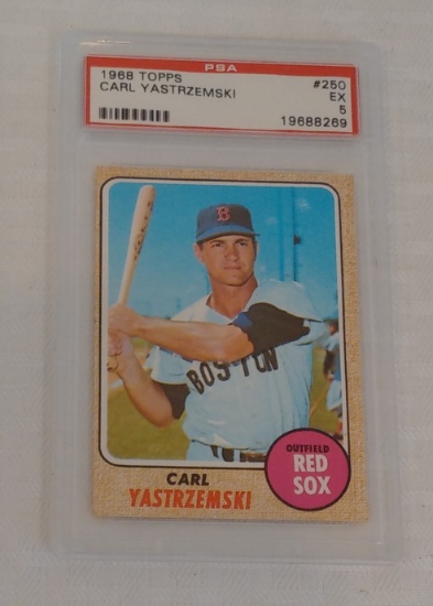 Vintage 1968 Topps Baseball Card #250 Carl Yastrzenski Red Sox HOF PSA GRADED 5 EX Slabbed
