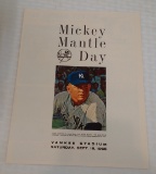 Vintage 1965 Mickey Mantle Day Official Program Yankees Stadium Baseball HOF