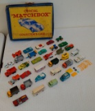 Vintage 1950s Matchbox Lesney Toy Die Cast Metal Car Lot Case w/ Johnny Lightning Red Line