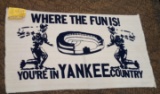 Vintage 1970s Big Sport Baseball Rug Throw Man Cave Decor New York Yankees Country 24x43'' MLB