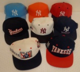 8 Vintage 1990s NY Yankees Snapback Hat Cap Lot Orange Unworn The Game