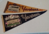 2 Vintage 1960s NY Yankees Team Photo Pennant Lot 1962 AL Champions Mantle Maris Yogi