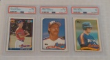 3 PSA GRADED MLB Baseball HOF Rookie Card Lot 1989 Topps Craig Biggio Johnson 1991 Chipper Jones
