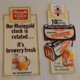 2 Vintage Plastic Advertising Sign Pair Rheingold Extra Dry Beer & Knickerbocker 10 Little Knicks