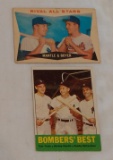 Vintage Topps Combo Card Pair Lot 1960 & 1963 Mickey Mantle Boyer Tresh Richardson Yankees HOF