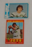 Vintage 1971 & 1972 Topps NFL Football Card Lot Pair Joe Namath Jets HOF