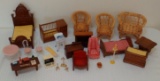 Vintage Dollhouse Furniture Accessories Lot Wooden Wicker