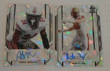 2 NFL Football Leaf Metal Draft Autographed Insert Rookie Hunter Long 31/50 & Israel Mukuamu 1/50