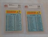 2 Vintage 1966 Topps Baseball Checklist Lot Unmarked Beckett GRADED #444 #279A