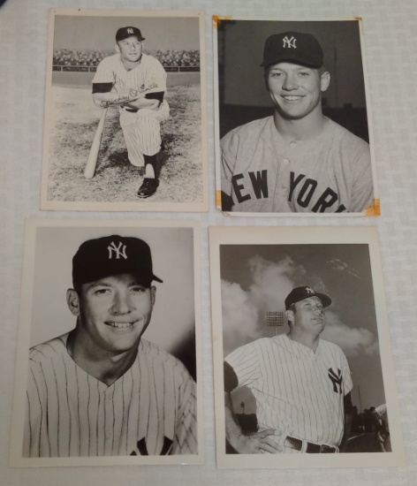 4 Vintage Mickey Mantle 5x7 B/W Photo Premium Lot Yankees HOF Stamped Baseball Rare Unknown Issue