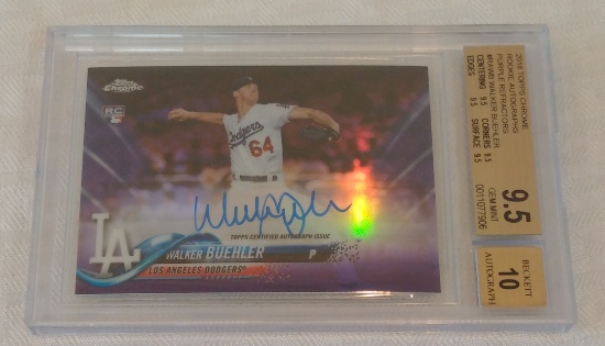 2018 Topps Chrome Rookie Autographs Purple Refractor RC Walker Buehler BGS GRADED 9.5 10 GEM 250/250