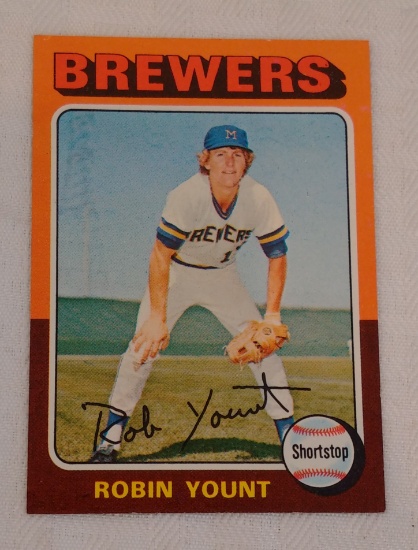 Robin Yount 1975 Topps Baseball Rookie Rc Card #223 Psa 6 Ex-mt Hof Brewers