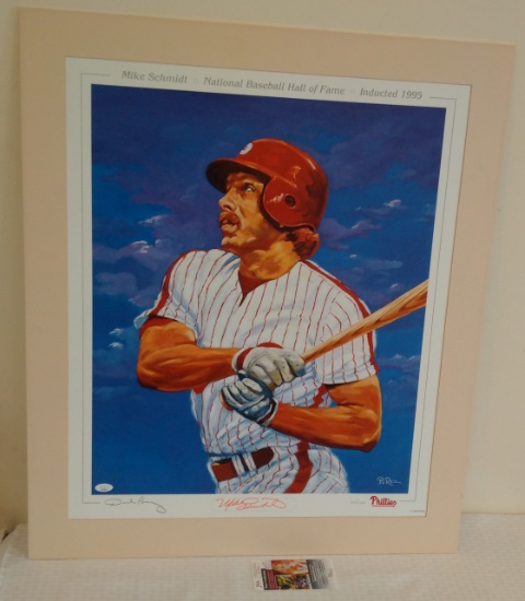 Autographed Signed Mike Schmidt Perez Poster Print 22x28 Matted Phillies Baseball JSA COA 1995 HOF