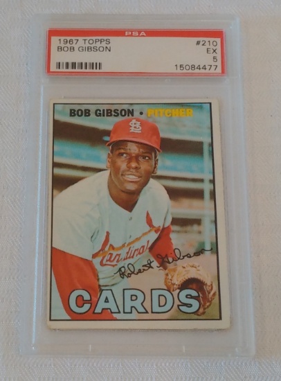 Vintage 1968 Topps Baseball Card #210 Bob Gibson Cardinals PSA GRADED 5 EX HOF Slabbed MLB