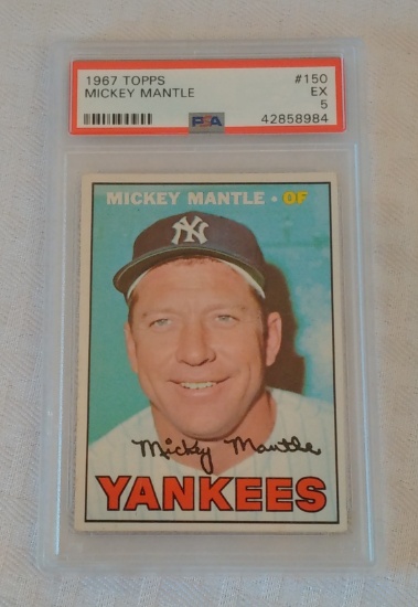 Vintage 1967 Topps Baseball Card #150 Mickey Mantle Yankees HOF PSA GRADED 5 EX Slabbed Centered
