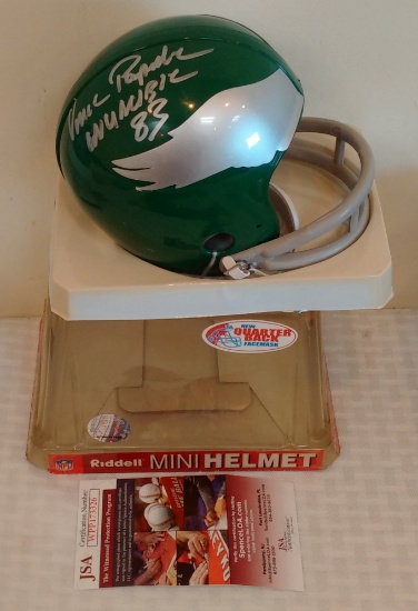 Vince Papale Autographed Signed NFL Football Eagles 2 Bar Mini Helmet Riddell JSA COA Throwback