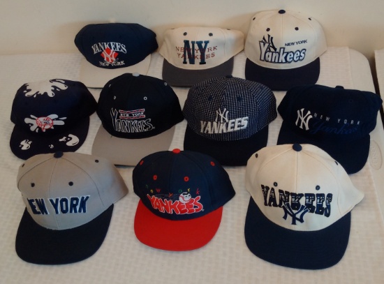 10 Vintage 1990s Snapback Hat Cap Lot Baseball NY Yankees Never Worn Starter Pearson Logo Athletic