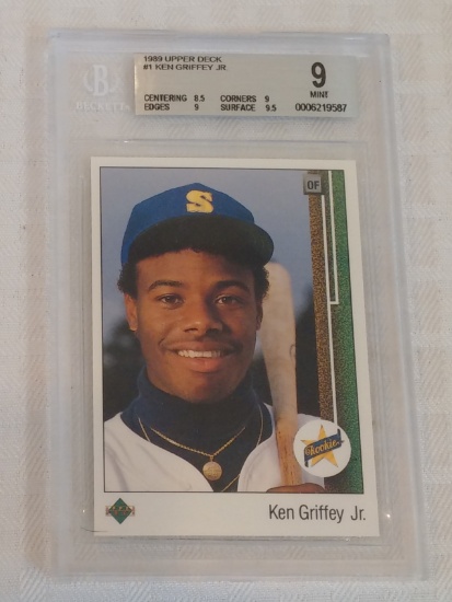 1989 Upper Deck Baseball #1 Ken Griffey Jr Rookie Card RC Mariners HOF BGS GRADED 9 MINT Key Card