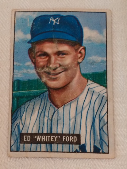 Key Vintage 1951 Bowman Baseball Rookie Card #1 White Ford Yankees HOF RC