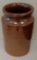 Vintage Stoneware Brown Salt Glaze Crock Vase Decor 7 1/2'' Stamped Design