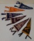 6 Vintage Late 1940s Early 1950s Mini Baseball Pennant Lot Browns Phillies A's Sox Tigers Dodgers