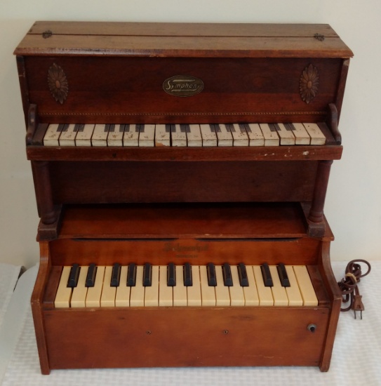 2 Vintage Wooden Toy Piano Organ Lot 1 Electric Symphony Shoenhut