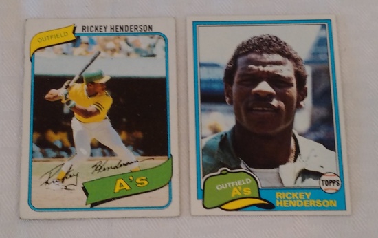 Key Vintage 1980 Topps Baseball #482 Rickey Henderson Rookie Card RC A's HOF w/ 1981 2nd Year