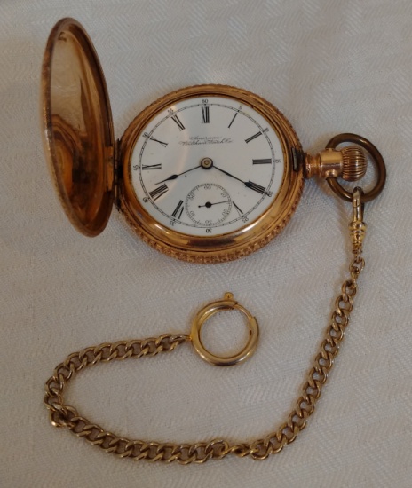 Vintage American Waltham Watch Co Pocket Watch Working Ticks w/ Chain Engraved Jewels