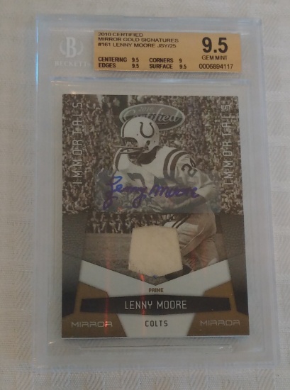 2010 Certified Mirror Gold Signature Primi Relic Jersey Insert 6/25 Lenny Moore Colts BGS GRADED 9.5