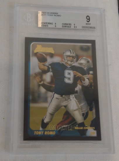 2003 Bowman NFL Football Rookie Card RC #171 Tony Romo Cowboys BGS GRADED 9 MINT