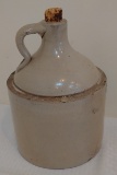 Vintage Stoneware Jug Crock Handle Gray 11'' w/ Cork Decor