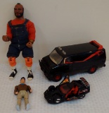 1980s Toy Action Figure Lot A-Team Ertl 1:24 Van Metal Mr T Poseable M.A.S.K. Raven Car