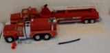 2 Vintage 1980s Nylint Metal Fire Truck Rescue Hook Ladder Lot w/ Ladders Hydrant