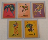 5 Different Vintage Wonder Bread DC Comics Sticker Card Lot Cat Wonder Woman Batman Robin Clark Kent