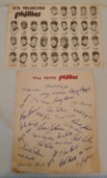 Vintage 1970 Philadelphia Phillies 8x10 Team Photo Newspaper Insert Sheet w/ Facsimilie Signed Page