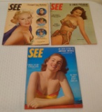 3 Vintage See Full Size Magazine Lot 1951 1953 Risque Sexy