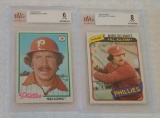 Mike Schmidt MLB Baseball Card Pair Lot Beckett GRADED Phillies 1978 & 1980 Topps HOF