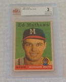 Vintage 1958 Topps Baseball Card #440 Eddie Mathews Braves HOF Beckett GRADED 3 VG BVG