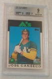 Key Vintage 1986 Topps Traded Baseball Card #20T Jose Canseco A's Rookie RC BGS GRADED 9 MINT