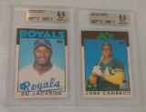 1986 Topps Traded Rookie Card Pair RC Bo Jackson & Jose Canseco BGS GRADED 8.5 NRMT
