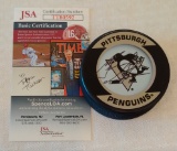 Garth Snow Autographed NHL Hockey Puck Penguins Logo JSA COA Goalie
