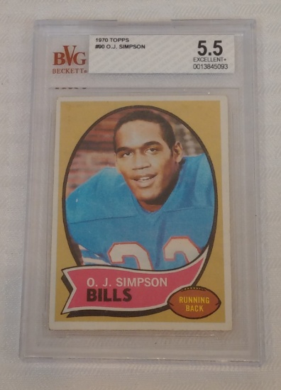 Key Vintage 1970 Topps NFL Football #90 OJ Simpson Rookie Card RC Bills HOF Beckett GRADED 5.5 BVG