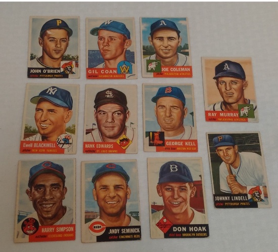 11 Vintage 1953 Topps MLB Baseball Card Lot George Kell HOF Hoak