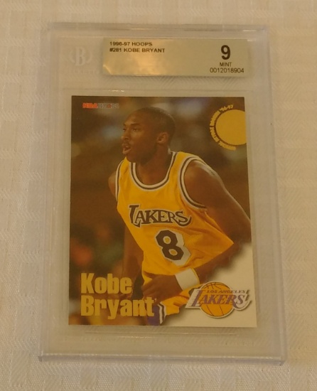 1996-97 NBA Hoops Basketball Rookie Card #281 Kobe Bryant Lakers HOF RC BGS GRADED 9 MINT Slabbed