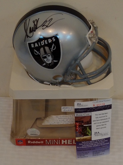 Marcus Allen Autographed Signed NFL Football Mini Helmet Raiders HOF JSA COA Riddell