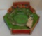 Large Vintage Ceramic Chalk Baseball Stadium Glass Ashtray 11'' Felt Bottom
