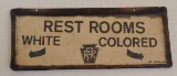 Vintage 1929 PRR Railroad Metal Paper Segregation Rest Room B&J Sign Original 5x11 Pennsylvania