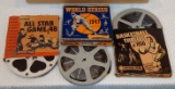 3 Vintage 16mm Sports Reel Lot 1947 World Series 1948 All Star Game Basketball Thrills MLB w/ Boxes