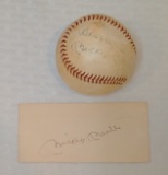 2 Vintage Mickey Mantle Auto Lot Yankees 1950s Cronin Baseball HOF Faded Personalized & Cut Sign-ed
